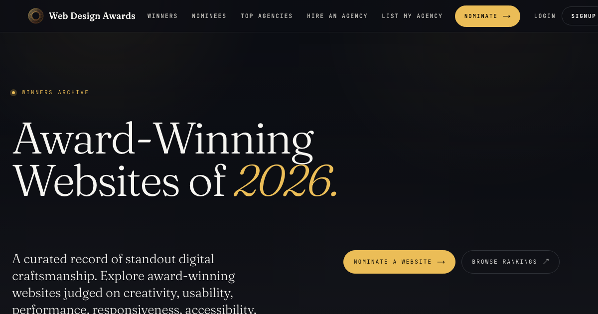 Product Award-Winning Websites 2026 | Web Design Awards